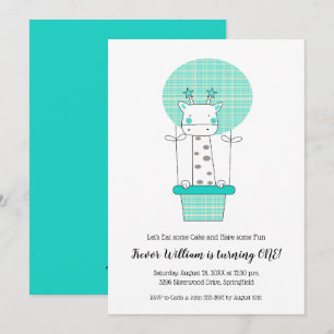 Invitation Boy Giraffe Première fête d'anniversaire
