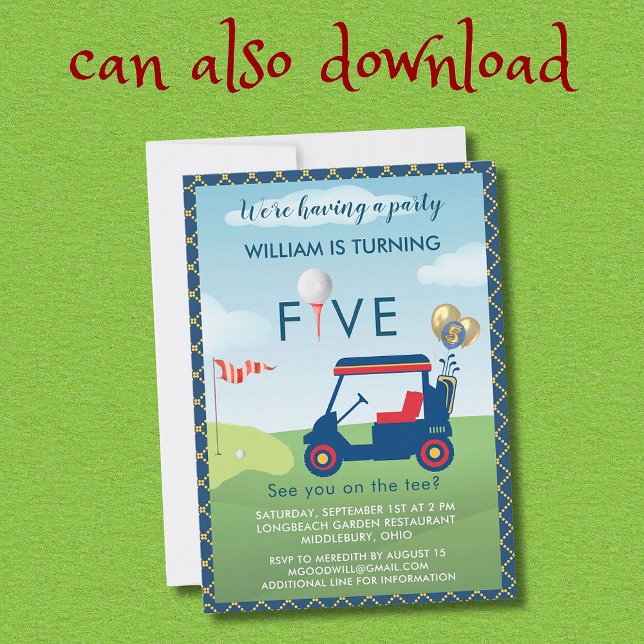Invitation Boy Golf Thème 5ème anniversaire (Créateur téléchargé)