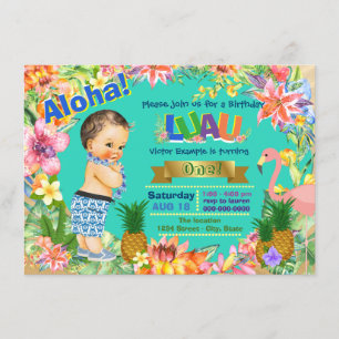 Invitation Boy Hawaiian Luau fête d'anniversaire