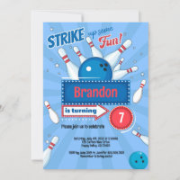 Boy Kid Bowling fête d'anniversaire Retro Blue & R