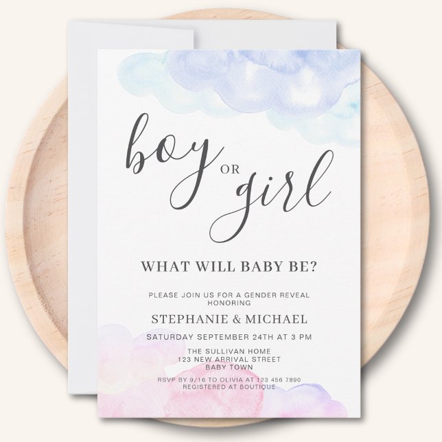 Invitation Boy Or Girl Pink And Blue Gender Reveal  (Créateur téléchargé)