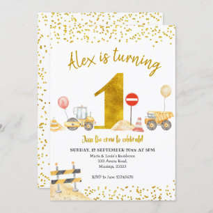 Invitation Boy Premier anniversaire Construction Anniversaire