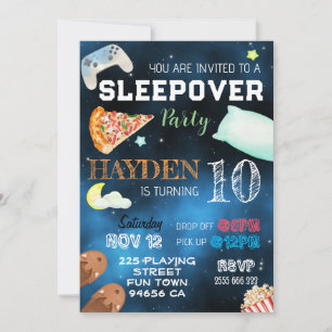 Invitation Boy Sleepover Pizza Pajamas Anniversaire