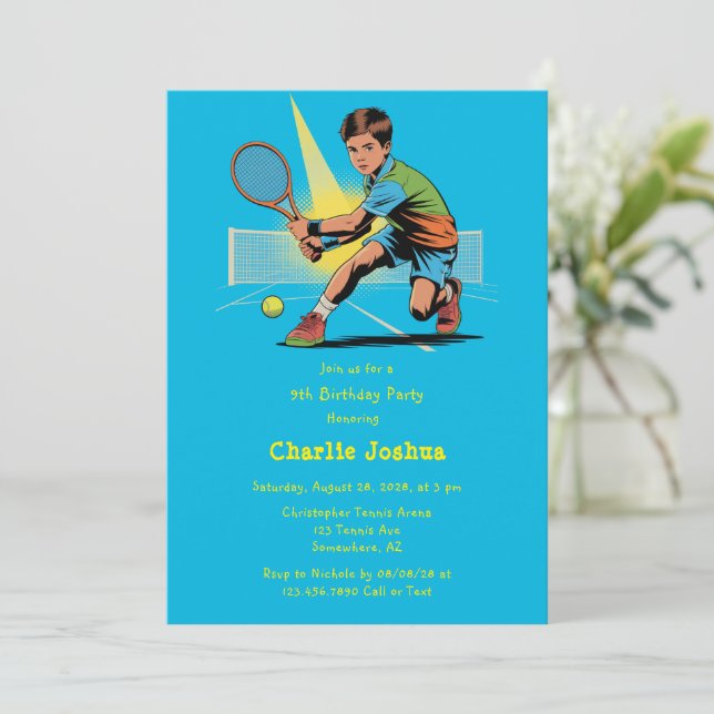 Invitation Boy Tennis Anniversaire Party (Debout devant)