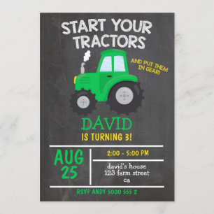 Invitation Boy Tractor fête d'anniversaire