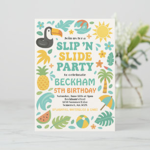 Invitation Boy Tropical Slip ’N’ Slide Anniversaire