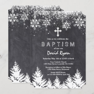 Invitation Boy Winter Holiday Flammes de neige Chalkboard Bap