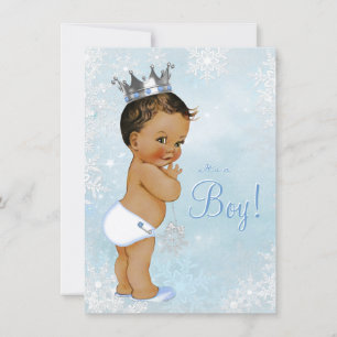Invitation Boy Winter Wonderland Snowflake Baby shower ethniq
