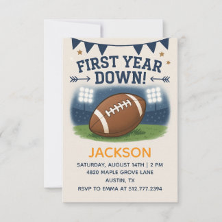 Invitation Boy's 1st Birthday First Year Down - Blue Theme