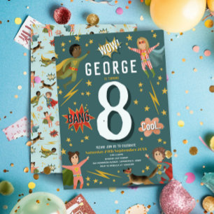 Invitation Boys Action moderne Superhero Anniversaire de enfa