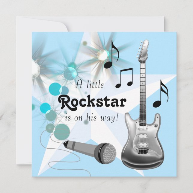 Invitation Boys Baby shower Rockstar (Devant)
