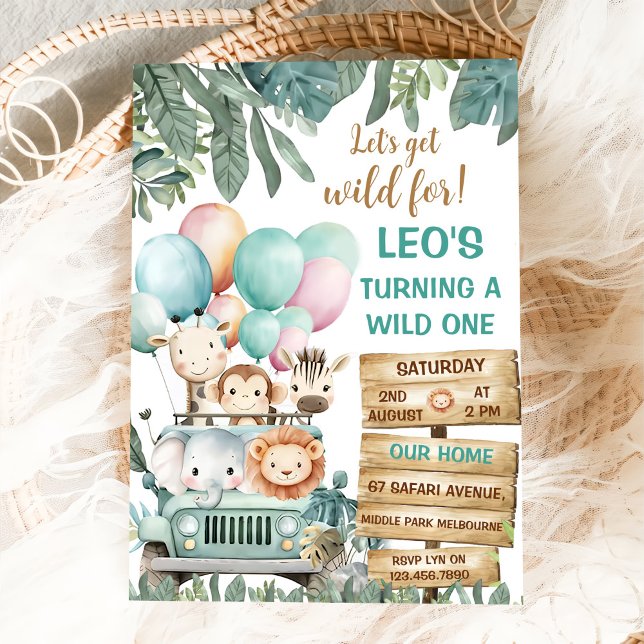 Invitation Boys Cute Wild One Safari 1st Birthday (Créateur téléchargé)