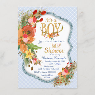 Invitation Boys Deer Antler Baby shower