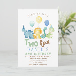 Invitation Boys Dinosaures Aquarelle d'anniversaire