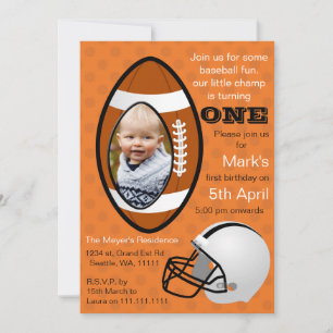 Invitation Boys Football Rugby Premier anniversaire Photo Inv