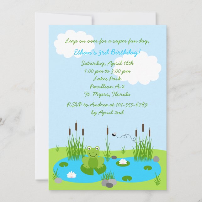 Invitation Boys Froggie Pond 5x7 (Devant)