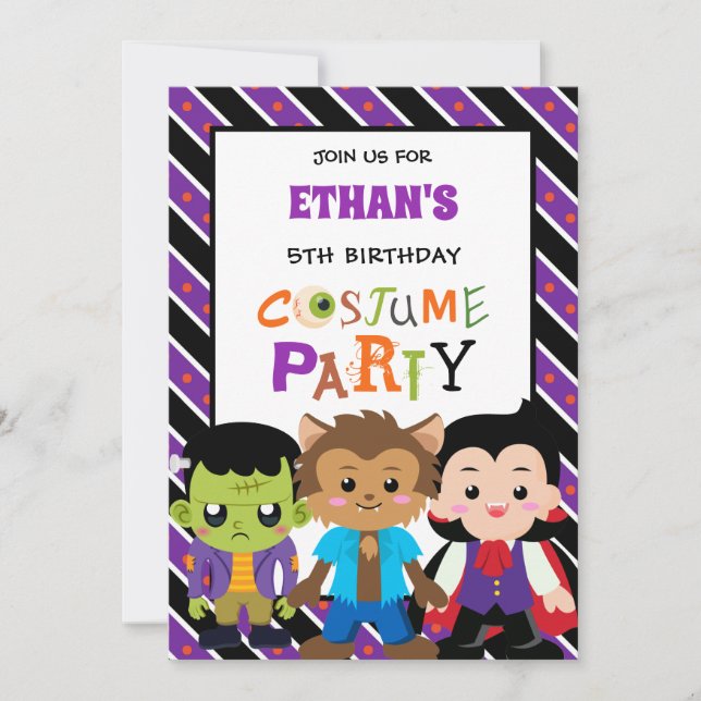 Invitation Boys Halloween Costume fête Anniversaire (Devant)