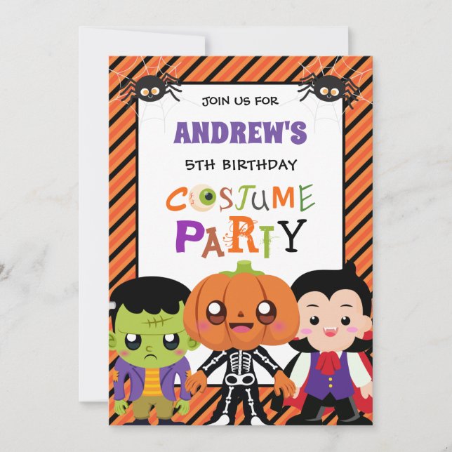 Invitation Boys Halloween Costume Party 9e anniversaire (Devant)