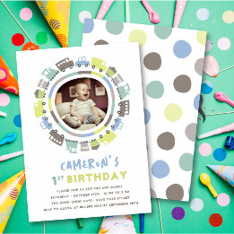 Invitation Boys Jouets Amusants Transport Photo 1er anniversa