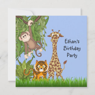 Invitation Boys Jungle Safari fête d'anniversaire