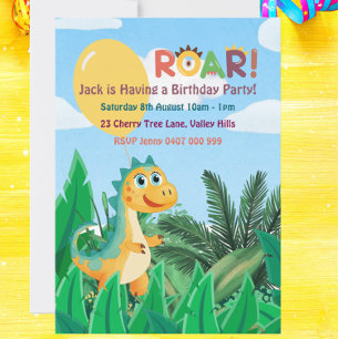 Invitation Boys mignon moderne Dinosaur Anniversaire de enfan