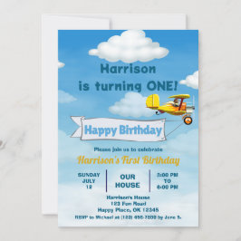 Invitation Boys mignon Voyage avion Anniversaire de enfant pe