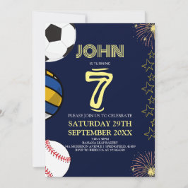 Invitation Boys Modern Blue Sports Anniversaire de enfant Inv