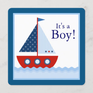 Invitation Boys Nautical Sailboat Baby shower