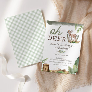 Invitation Boy's Oh Deer Woodland Baby Deer Birthday