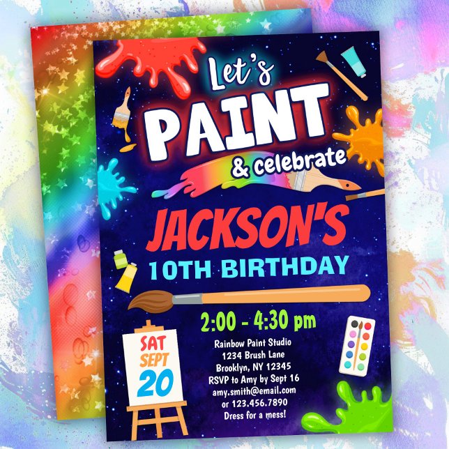 Invitation Boys Paint & Celebrate Birthday Party (Créateur téléchargé)
