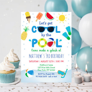 Invitation Boys Pool Party été Anniversaire