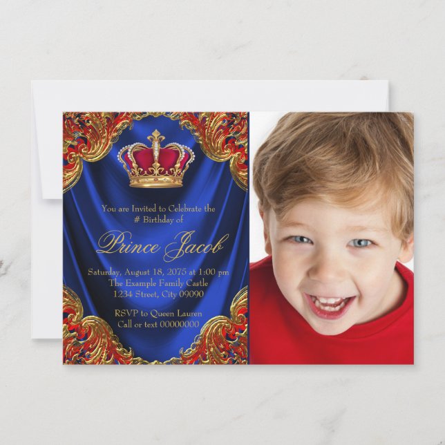 Invitation Boys Prince fête d'anniversaire (Devant)