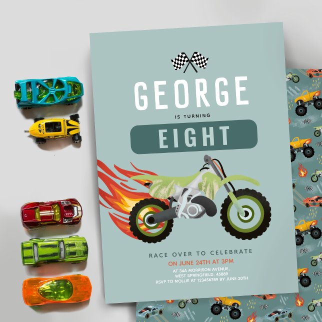 Invitation Boys Racing Motorbike Anniversaire de enfant Invit (Créateur téléchargé)