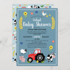 Invitation Boys Rustic Farm Tractor Baby shower virtuel