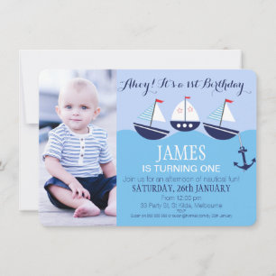 Invitation Boy's Three Boats Nautique 1er Anniversaire