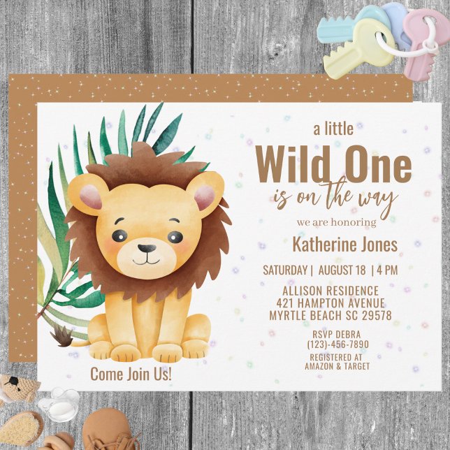 Invitation Boys Wild One Lion Baby shower (Créateur téléchargé)