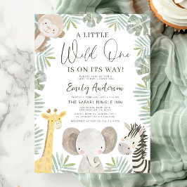 Invitation Boys Wild One Safari Animaux Baby shower