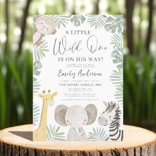 Invitation Boys Wild One Safari Animaux Baby shower