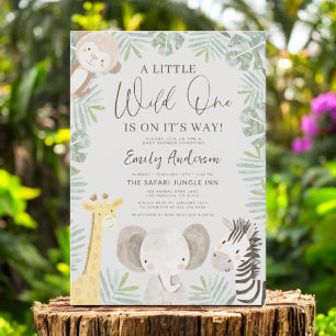 Invitation Boys Wild One Safari Animaux Baby shower
