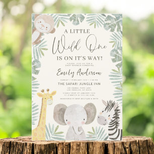 Invitation Boys Wild One Safari Animaux Baby shower