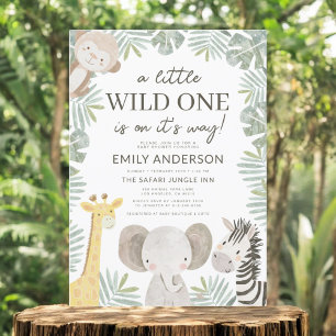 Invitation Boys Wild One Safari Animaux Baby shower