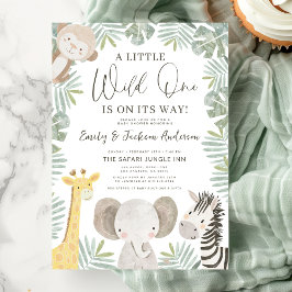 Invitation Boys Wild One Safari Animaux Couples Baby shower