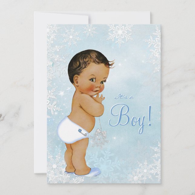Invitation Boys Winter Wonderland Snowflake Baby shower (Devant)