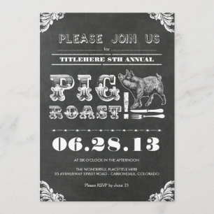 INVITATION BQ - CLAVIER ANNUEL DE CHALKBOARD ROAST PIG RUSTIC