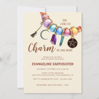 Invitation Bracelet Charme Aquarelle Baby Shower Païen