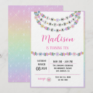 Invitation Bracelet d'amitié Filles Anniversaire Ère Fête 