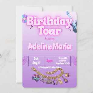 Invitation Bracelet de charme de tournée d'anniversaire