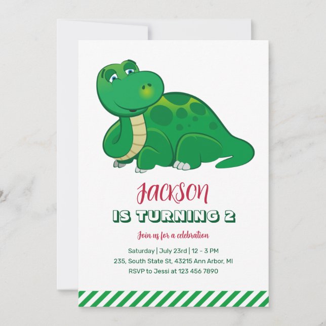 Invitation Brachiosaurus Enfants Jurassique Anniversaire Invi (Devant)