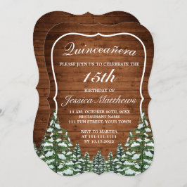 Invitation Bracket Forêt de neige Pine rurale Tiara Quinceañe