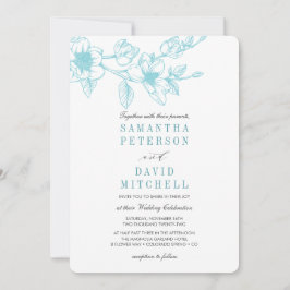 Invitation Branche Chic Floral Magnolia | bleu pâle | MARIAGE